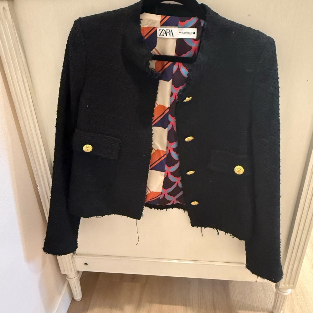 Zara Black Blazer size xs/s with Gold buttons